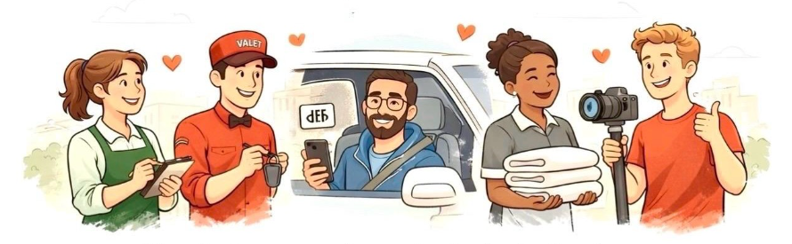 Service workers receiving gratitude